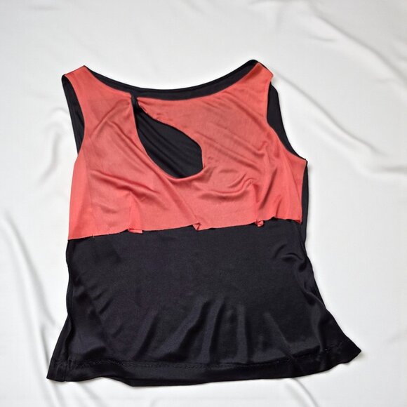 Vintage DVF Diane Von Furstenberg Stretchy Keyhole Tie Front Sleeveless Top - Picture 2 of 2